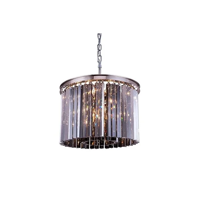 Sydney Polished Nickel Pendant Crystal Shade Grey Finish