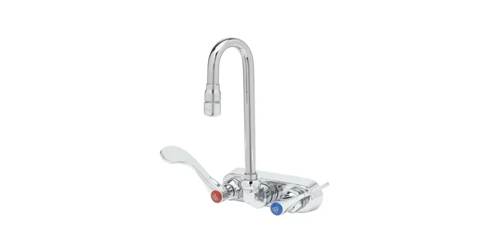T and S Brass 0.5 GPM 4″W Wall Mounted Utility Faucet with 2-11/16″ Swivel Gooseneck Spout and Compression Cartridge
