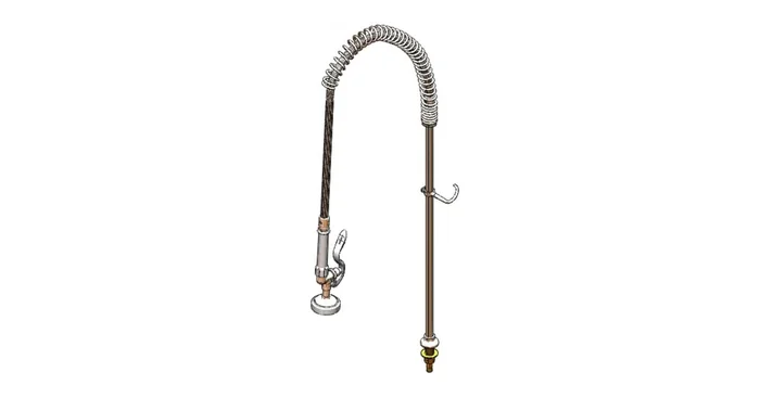 T and S Brass 1.15 GPM Deck Mounted Dummy Pre-Rinse Faucet with 24″ Riser and 44″ Hose