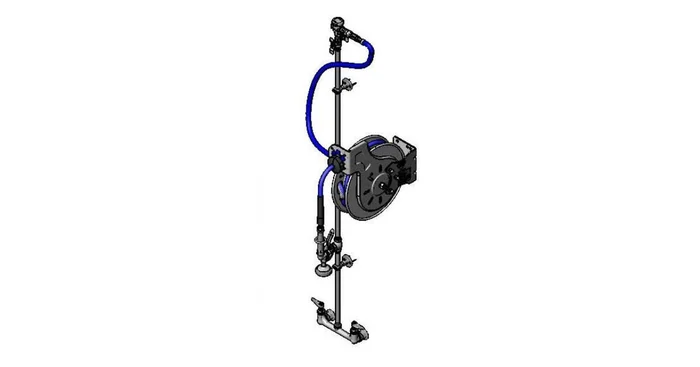 T and S Brass 1.42 GPM Wall Mounted Utility Faucet with Open hose Reel – Includes 35′ Hose, Spray Valve
