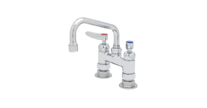 T and S Brass 9.8 GPM Deck Mounted Bridge Mixing Faucet – Includes Lever Handles