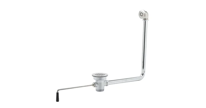 T and S Brass Rotary Waste Valve with Twist Handle, 3-1/2″ Sink Opening, 2″ NPT Male / 1-1/2″ NPT Female Thread Outlet and Overflow Tube