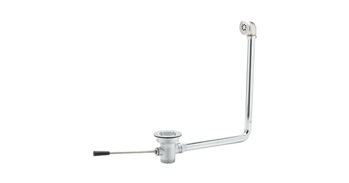 T and S Brass Waste Valve with Lever Handle, 3″ Sink Opening, 2″ NPT Male / 1-1/2″ NPT Female Thread Outlet and Overflow Tube