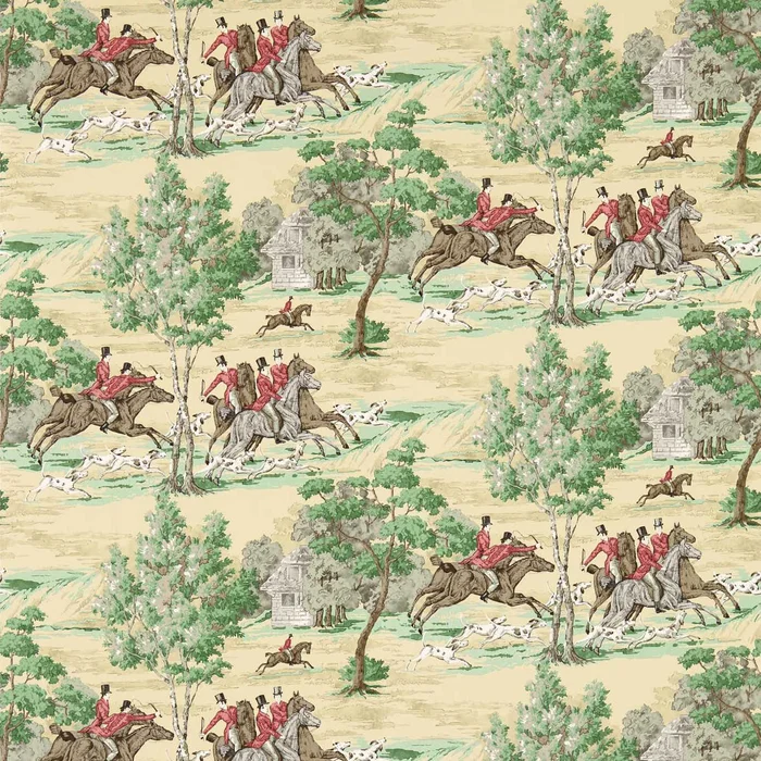 Tally Ho Wallpaper – Evergreen/Crimson – DVIN214598 – Sanderson