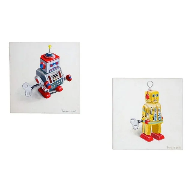 Tarass, Robots, Paintings on Canvas, 2008, Set of 2