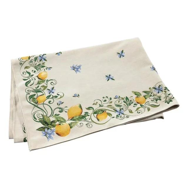 Tavola Lemons with Blue Flowers Tablecloth
