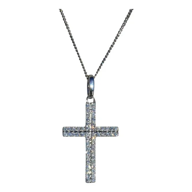 The Gemma: Ladies 14K White Gold Diamond Cross Necklace