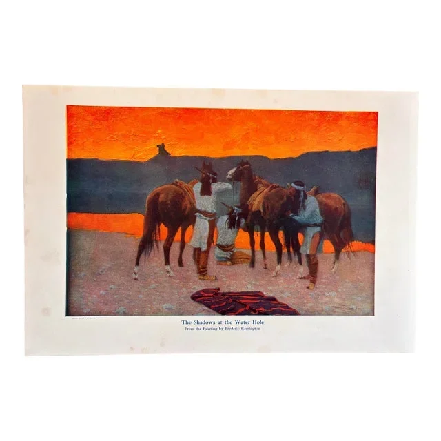 The Shadows at the Water Hole From the Painting by Frederic Remington 1908 Chromolithograph