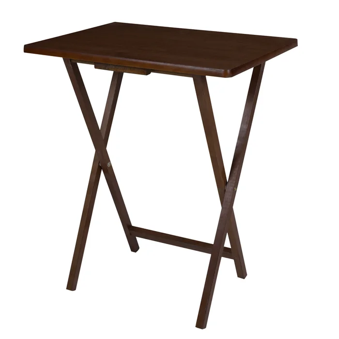 The Urban Port Wooden Rectangular TV Tray with Collapsible X Shape Frame, Dark Brown