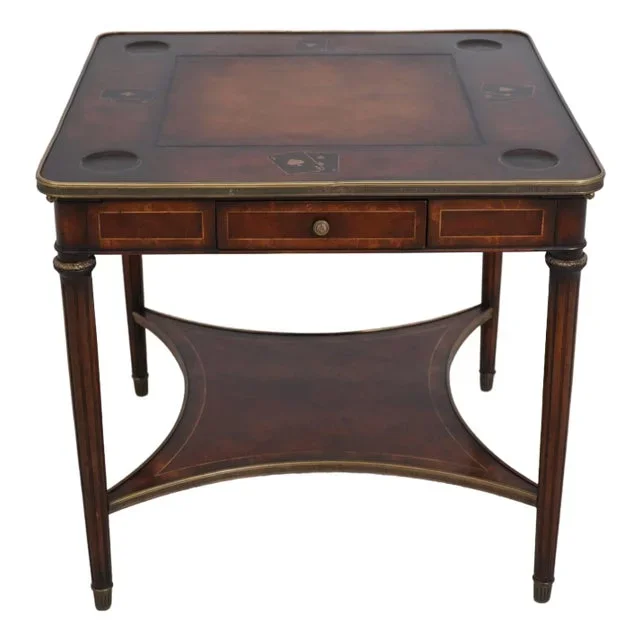 Theodore Alexander Leather Top Games Table W. Inlay