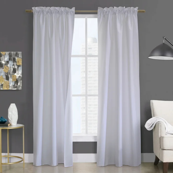 Thermalogic Prescott Pole Top Curtain Panel Pair Window Dressing each 40 x 63 in White