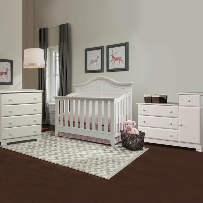 Thomasville Southern Dunes 2 Piece Nursery Set – Lifestyle Crib, Kalani Combo Changer/Dresser and 4 Drawer Dresser in White