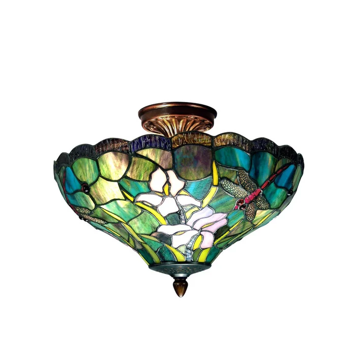 Tiffany Style Flush Mount Lighting Fixture, Savannah Design, Chrome Finish – Dale Tiffany Lamps