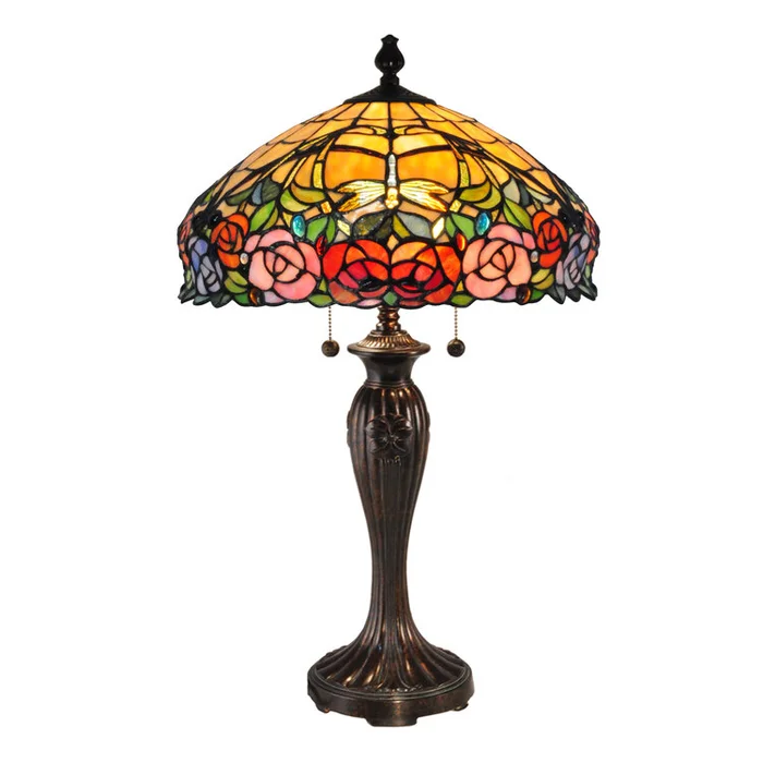 Tiffany Style Zenia Rose Glass Table Lamp, 16x16x27 Dimensions – Dale Tiffany Lamps