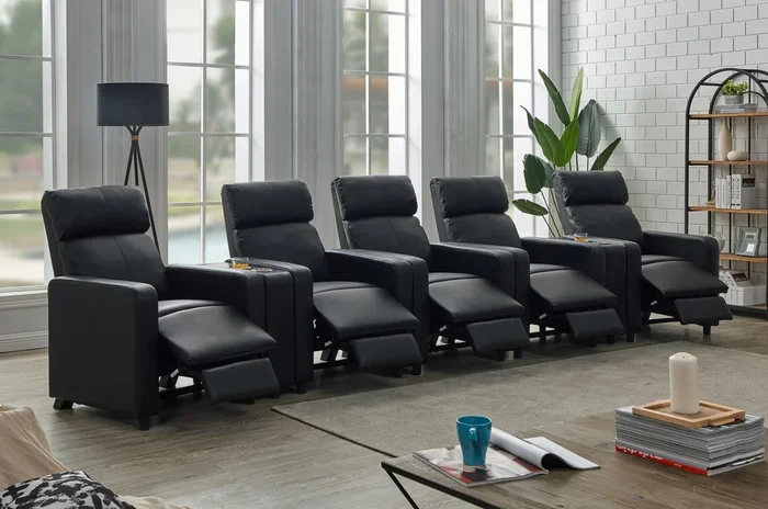 Toohey Black Upholstered Tufted Recliner Living Room Set