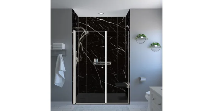 Transolid Titan 96″ High x 60″ Wide x 32″ Deep Pivot Frameless Shower Enclosure Kit with Tempered Glass
