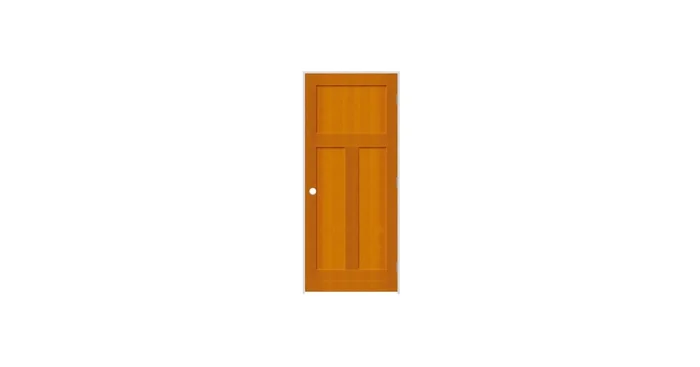 Trimlite 18″ by 80″ 1+2-Panel Shaker Left Handed Interior Prehung Passage Door with Brushed Chrome Hinges and 4-9/16″ Door Jamb