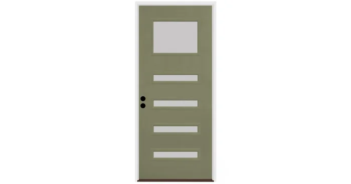 Trimlite Contemporary 38″ by 82″ Frosted Glass Right Handed Pre-Hung Entry Door with 6-9/16″ Door Jamb, Oil Rubbed Bronze Hinges, and Bronze Sill