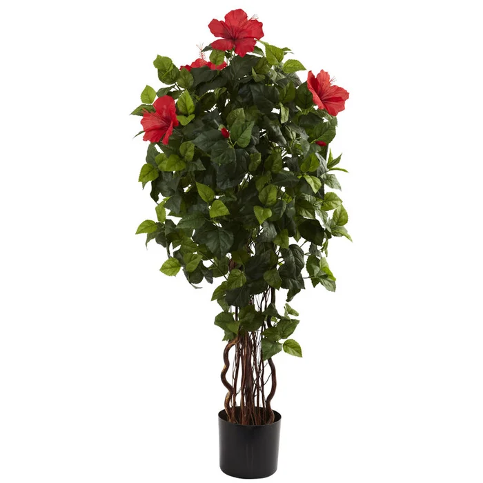 Tropical Hibiscus Tree Artificial Plant 48 High – Nearly Natural