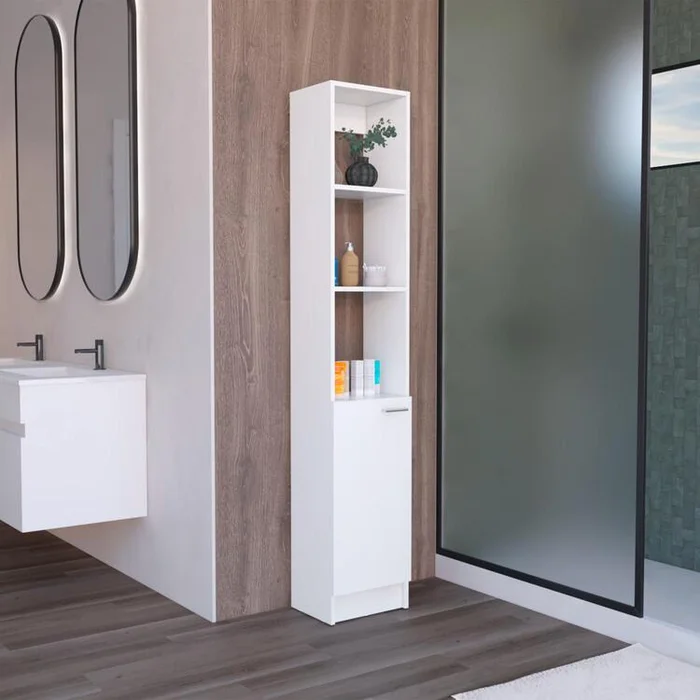 TUHOME Parks Linen Cabinet White