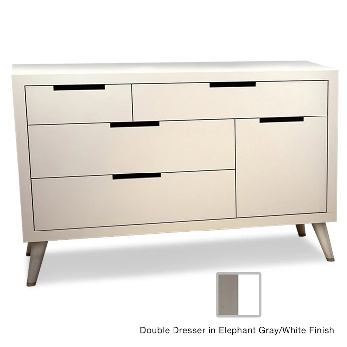 Tulip Soren Double Dresser in Elephant Gray/White