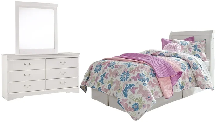 Twin Sleigh Headboard, Dresser And Mirror