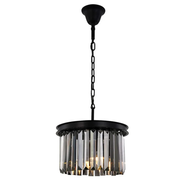 Urban Classic Sydney 3 light Matte Black Pendant Silver Shade (Grey) Royal Cut Crystal