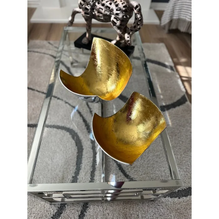 Urban Designs Aluminum Contemporary 2-Piece Abstract Decorative Bowl Set