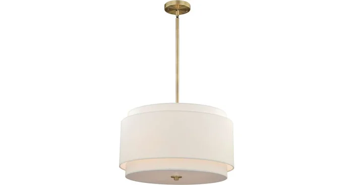 Vaxcel Lighting Burnaby 4 Light Pendant with White Fabric Shade