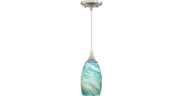 Vaxcel Lighting Milano 5″ Wide Single Light Mini Pendant with Celeste Wave Glass Shade