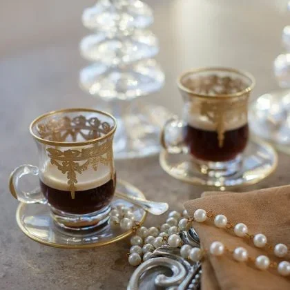 Vetro Gold Cup & Saucer with Spoon by Arte Italica