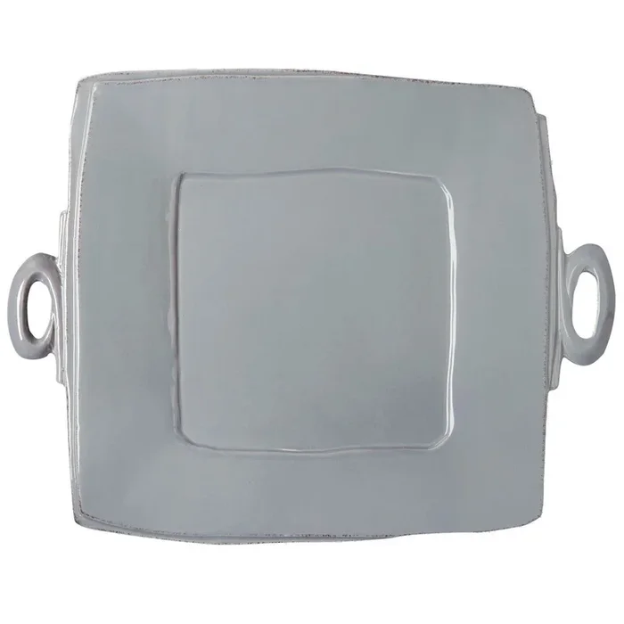 VIETRI: Lastra Gray Handled Square Platter