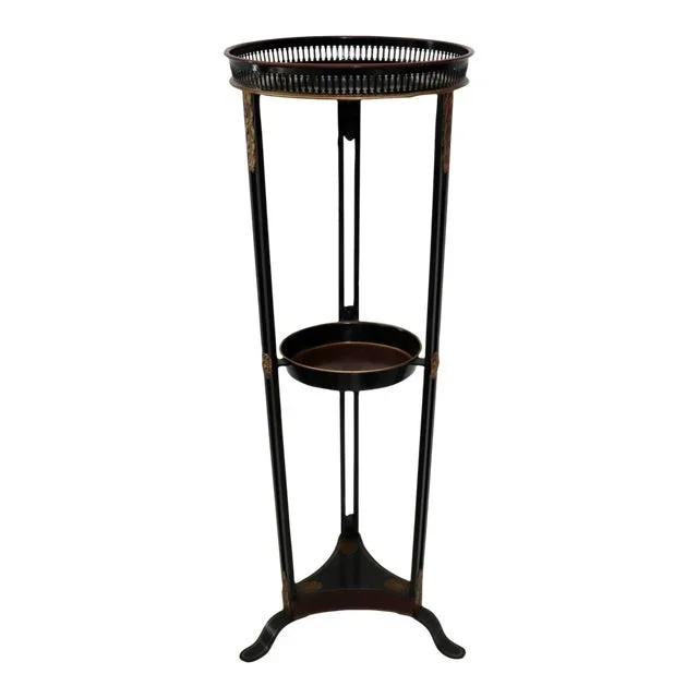 Vintage 2 Tiered Hand Painted Italian Tole Plant Stand