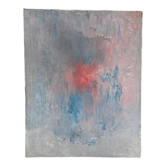 Vintage Abstract Painting Mid Century Modern Signed