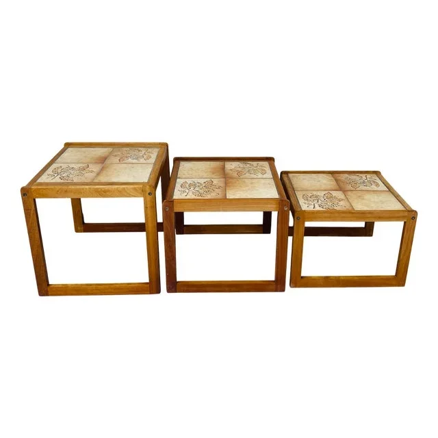 Vintage and Ceramic Nesting Tables, 1960s, Set of 3
