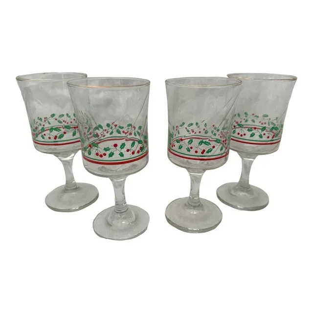 Vintage Arby’s Christmas Collection Water Goblets W/Swirl-Set of 4