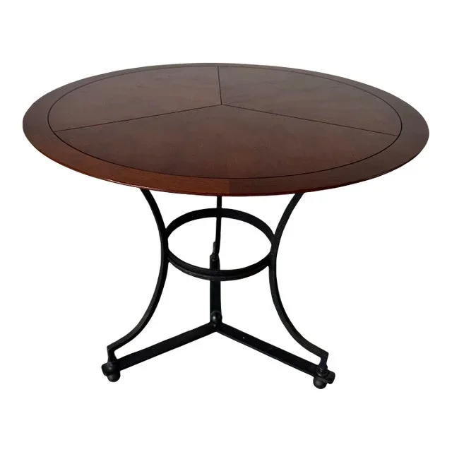 Vintage Baker Furniture Milling Road Walnut Top and Metal Accent Table