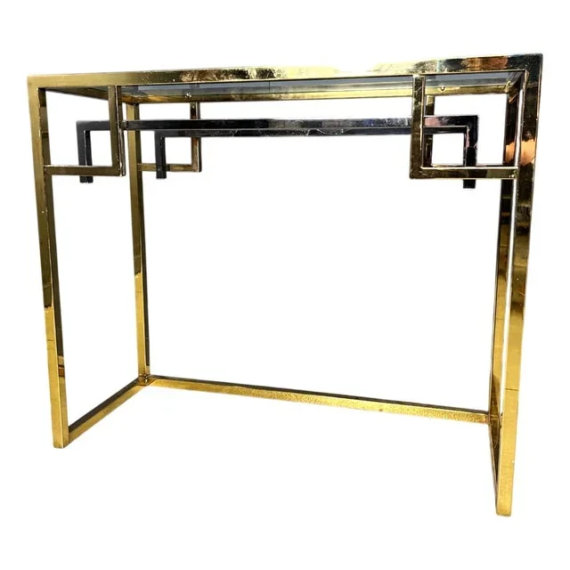 Vintage Brass and Chrome Console, 1970s