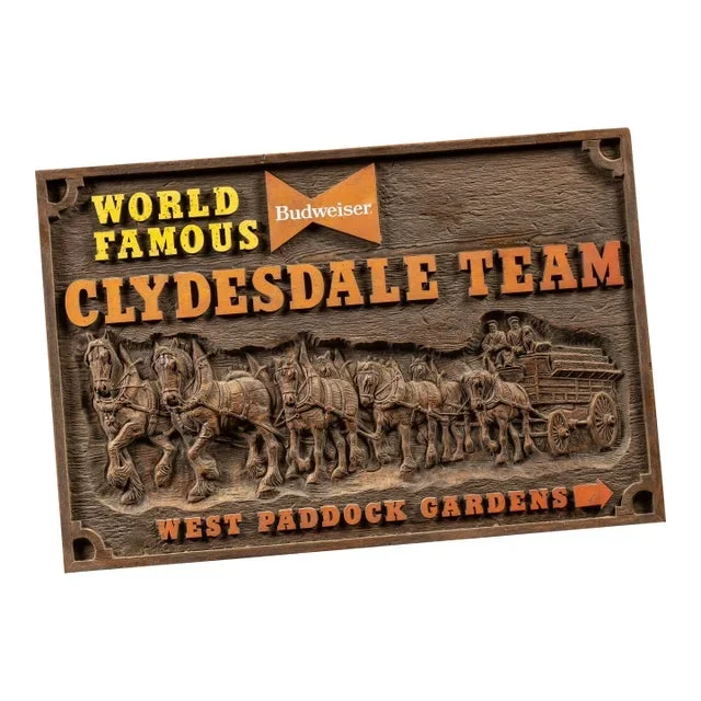 Vintage Budweiser Clydesdale Team Embossed Plastic Sign