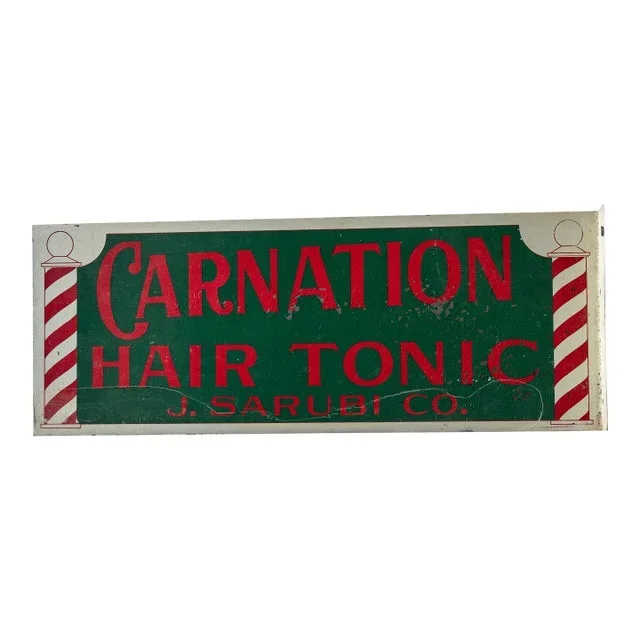 Vintage Carnation Hair Tonic Flange Sign