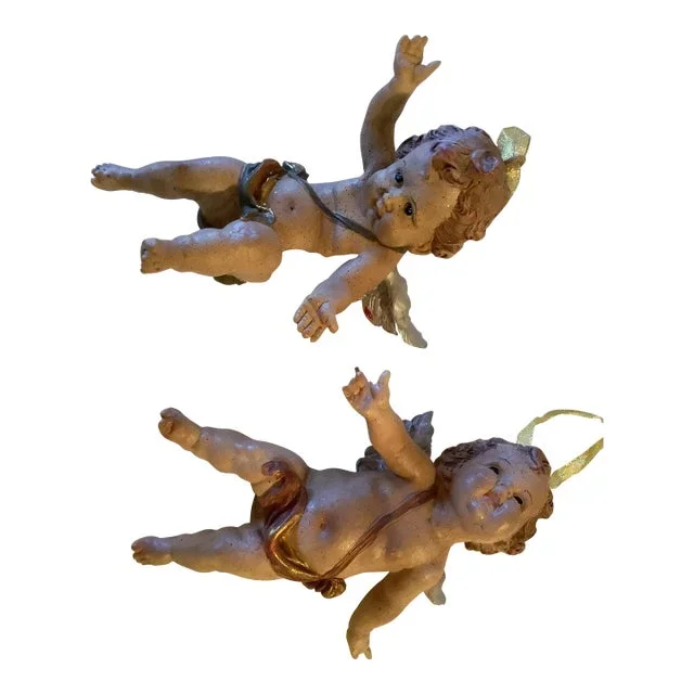 Vintage Cherub Christmas Decoration Set of 2