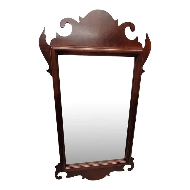 Vintage Chippendale Beveled English Tudor Dresser Wall Mirror