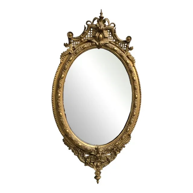 Vintage English Gilt Oval Mirror