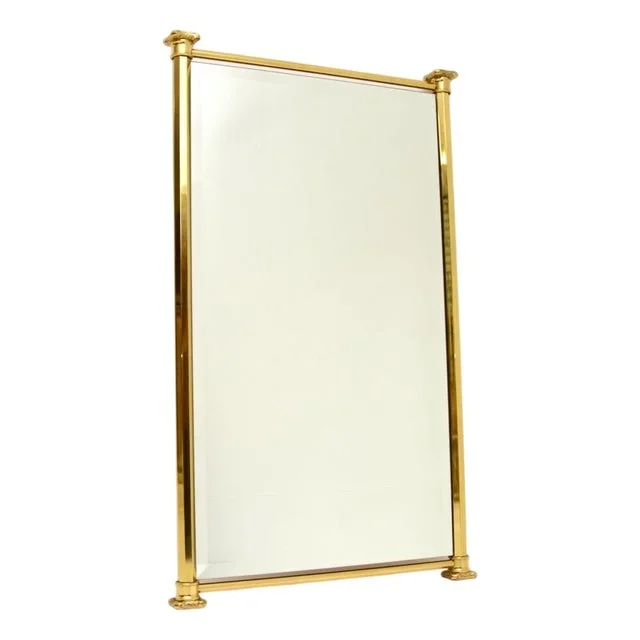 Vintage French Brass Mirror, 1970s