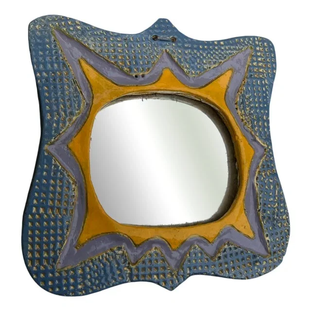 Vintage French Ceramic Mirror, 1950
