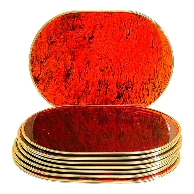 Vintage Lucite Faux Tortoise Placemats-Set of 8