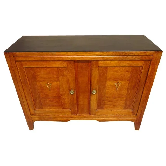 Vintage Oak and Veneer Sideboard with Gold Handles, 1950s