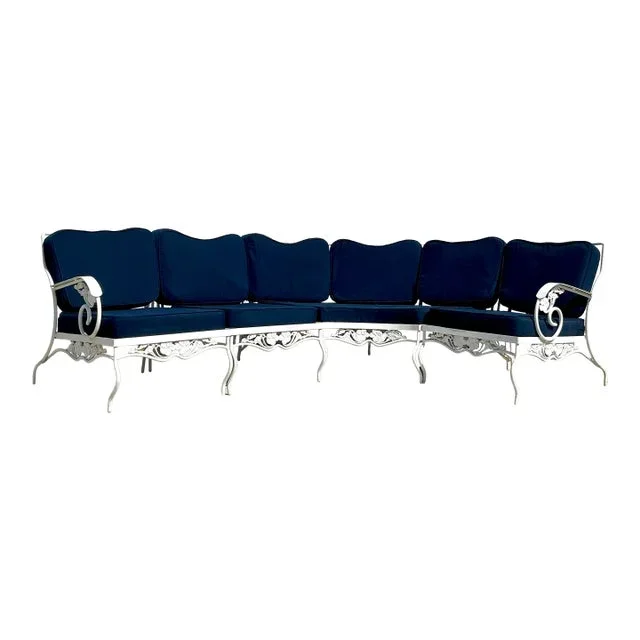 Vintage Regency Wrought Iron Curved Sofa
