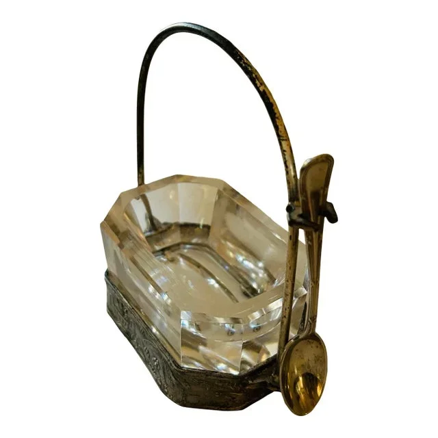 Vintage Silver Plate and Glass Salt Cellar