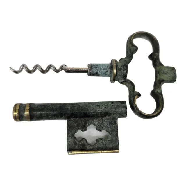 Vintage Skeleton Key Corkscrew Hidden Barware